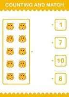 Counting and match Leopard face. Worksheet for kids vector