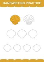 Handwriting practice with Seashell. Worksheet for kids vector