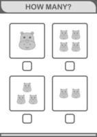 How Many Rhinoceros face. Worksheet for kids vector