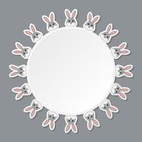 Rabbit with round frame for banner, poster, and greeting card vector