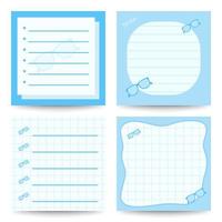 Set of square notepads with Glasses vector