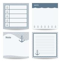 Set of square notepads with Anchor vector