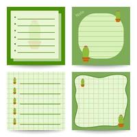 juego de libretas cuadradas con cactus vector