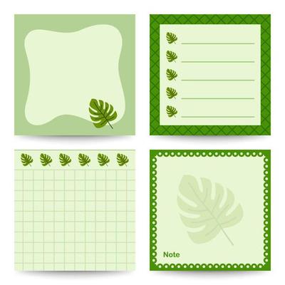Set of square notepads with Monstera