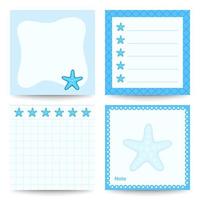 Set of square notepads with Starfish vector