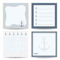 Set of square notepads with Anchor vector