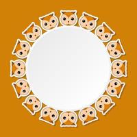 Owl with round frame for banner, poster, and greeting card vector