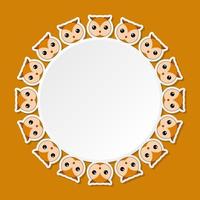 Owl with round frame for banner, poster, and greeting card vector