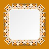 Owl with square frame for banner, poster, and greeting card vector