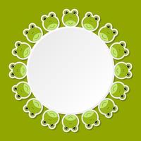 Frog with round frame for banner, poster, and greeting card vector