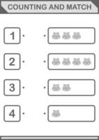 Counting and match Fox face. Worksheet for kids vector