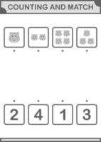 Counting and match Tiger face. Worksheet for kids vector