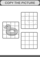 Copy the picture with Inflatable Duck. Worksheet for kids vector