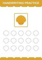 Handwriting practice with Seashell. Worksheet for kids vector