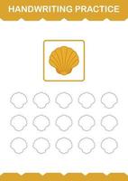 Handwriting practice with Seashell. Worksheet for kids vector