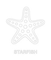 Starfish tracing worksheet for kids vector