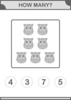 How Many Zebra face. Worksheet for kids vector