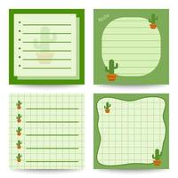 Set of square notepads with Cactus vector