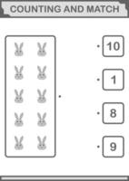 Counting and match Rabbit face. Worksheet for kids vector
