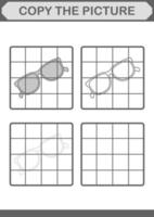 Copy the picture with Glasses. Worksheet for kids vector