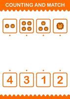 Counting and match Lion face. Worksheet for kids vector