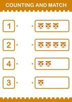 Counting and match Owl face. Worksheet for kids vector