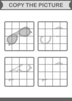 Copy the picture with Glasses. Worksheet for kids vector