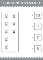 Counting and match Rabbit face. Worksheet for kids vector