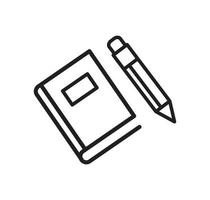 Book and Pencil icon vector logo design template