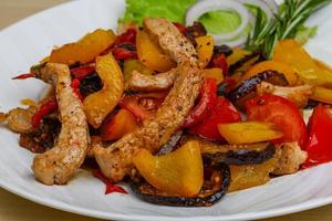 Fried pork with vegetables photo