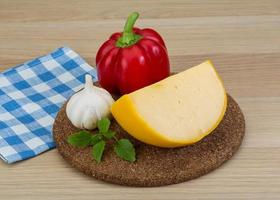 Yellow round cheese photo