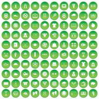 100 iconos de tenis en círculo verde vector