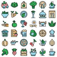 conjunto de iconos de restaurante orgánico vector plano