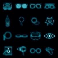 Ophthalmologist icons set vector neon