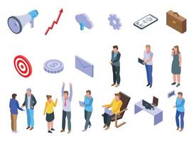 Outsource icons set, isometric style vector