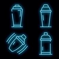 Bar shaker icons set vector neon