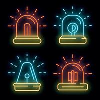 Flasher icon set vector neon