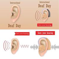 International Deaf Day banner set, realistic style vector