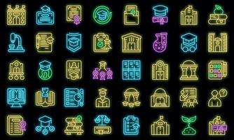 University department icons set vector neon