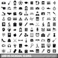 100 hi-school icons set, simple style vector
