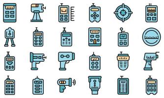 Laser meter icons set line color vector