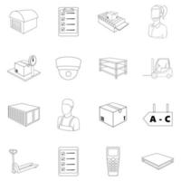 Warehouse store icon set outline vector