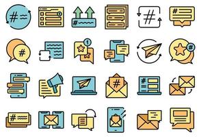 Cross-posting icons set vector flat