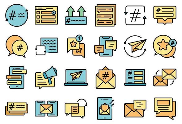 Cross-posting icons set vector flat