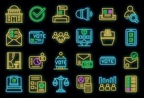 Polling booth icons set vector neon