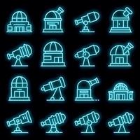 Planetarium icons set vector neon