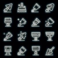 Putty knife icons set vector neon