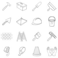 esquema de conjunto de iconos de herramientas de trabajo