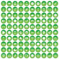 100 iconos de redes sociales establecer círculo verde vector