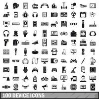 100 device app icons set, simple style vector